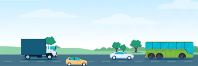 The image shows a motorway with four vehicles driving on it. The text reads "Changes" to eFlow.ie"